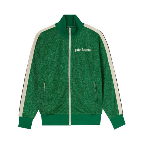 Palm Angels Lurex Track Jacket - Green/White - PMBD001S22FAB0045501