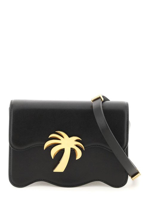 Palm Angels Medium palm Beach Bag - Black/Gold Tone - PWNQ008F22LEA001_1076
