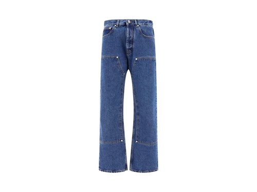 Palm Angels Monogram Workwear Denim Jeans - Blue - PMYA043R24DEN0044010