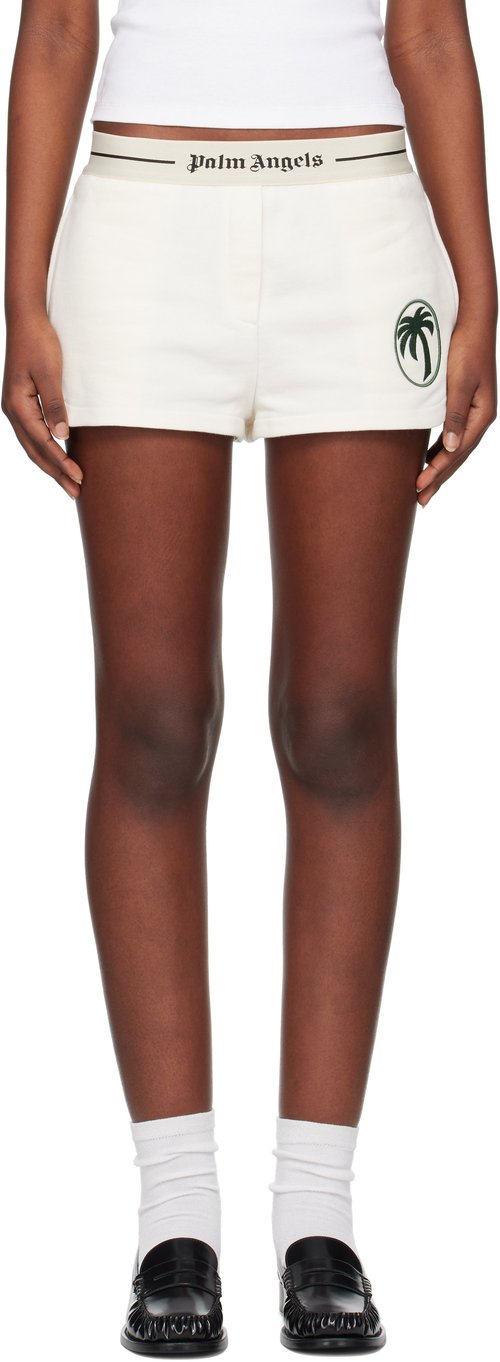 Palm Angels Oval Palm Sweatshorts - Off White Forest - PWCI014S25FLE0010357