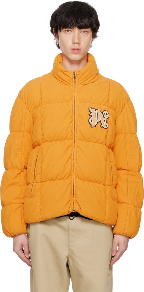 Palm Angels Monogram Corduroy Down Jacket | Size L - Light Orange - PMED047F24FAB0012203