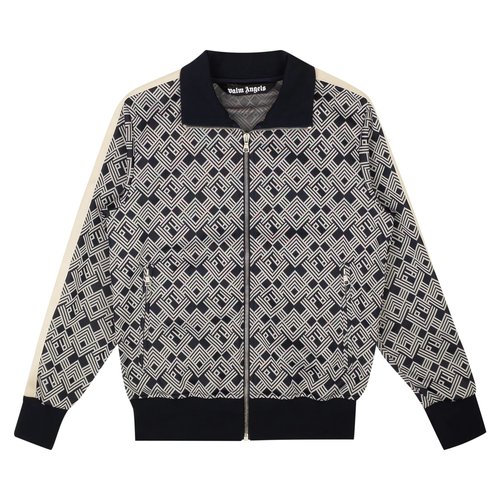 Palm Angels PA Jaquard Track Jacket | Size S 'Navy Blue/Off