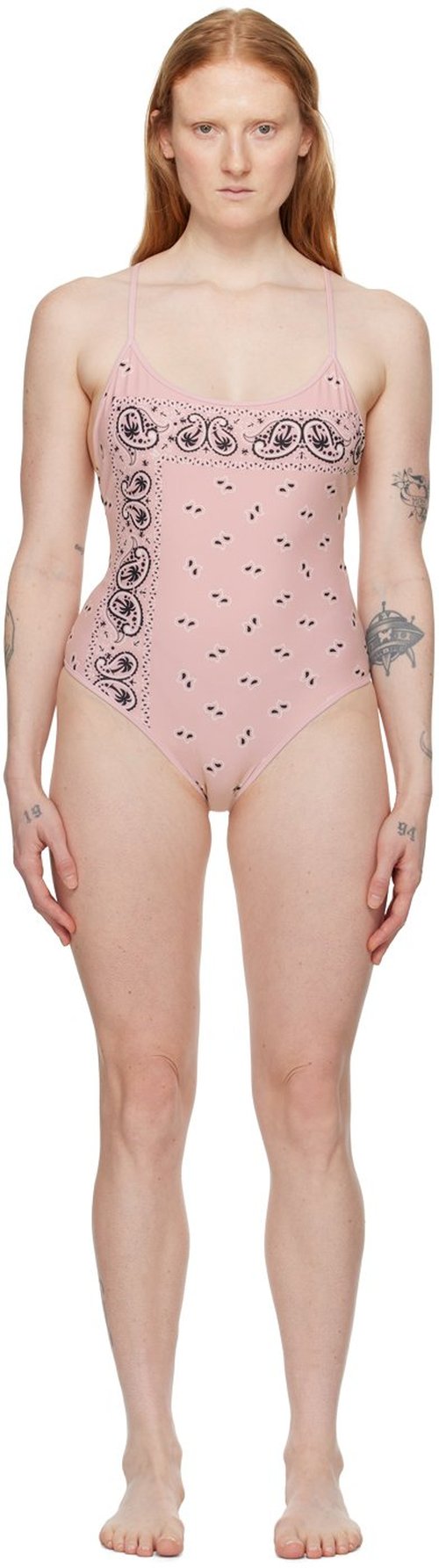 Palm Angels Paisley Swimsuit - Pink - PWFC009S24FAB0023030