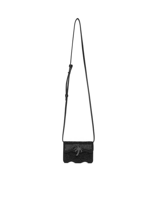 Palm Angels Palm Beach Crossbody Bag - Black - PWNX001S23LEA003_1072