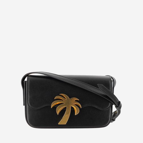 Palm Angels Palm Beach Shoulder Bag - Black - PWNQ012F23LEA001_1076