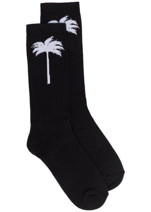 Palm Angels Palm Socks - Black/White - PMRA001S22FAB0051001