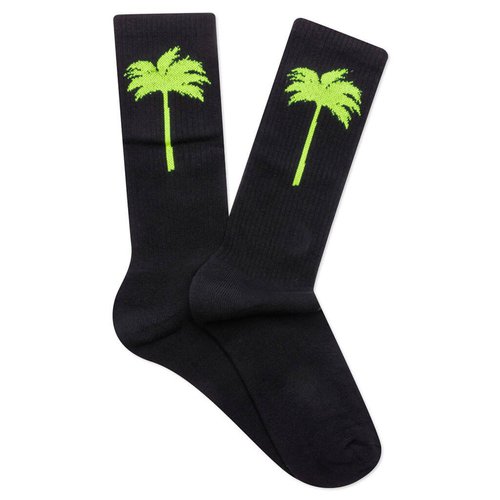 Palm Angels Palm Socks - Black/Yellow Fluo - PMRA001F22FAB0031065
