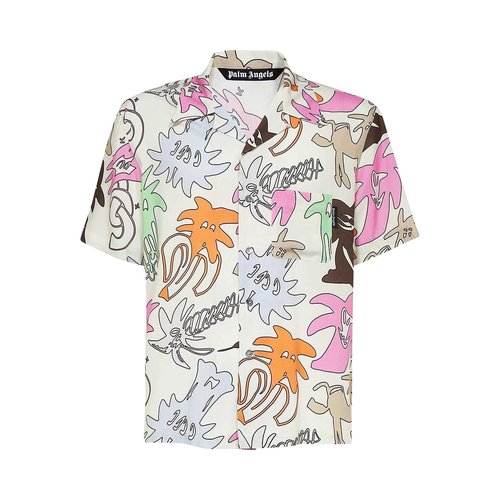 Palm Angels Palmity Allover Bowling Shirt - Multicolor - PMGG005E23FAB0010484