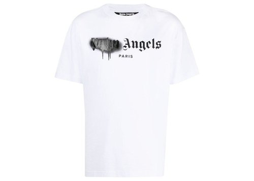 Palm Angels Paris Sprayed Logo T-Shirt - White - PMAA001C99JER0050110
