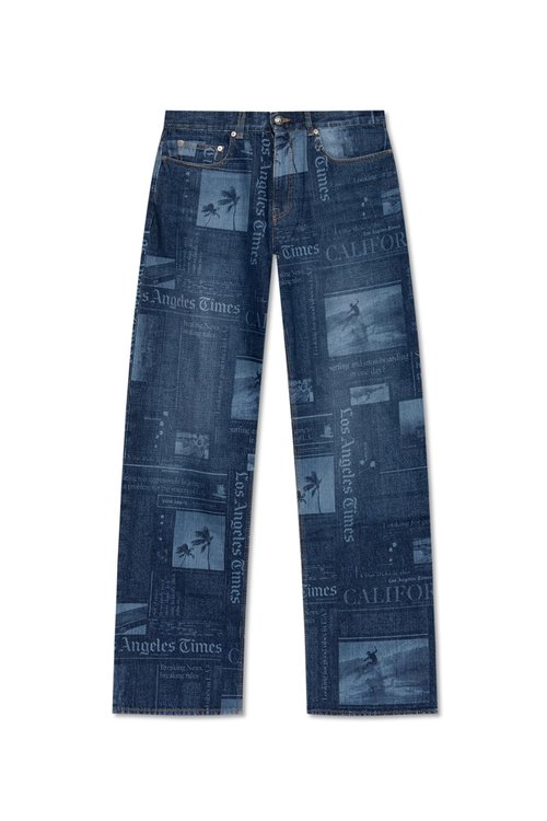Palm Angels Patterned Wide Leg Jeans - PMYA049F25DEN0024442