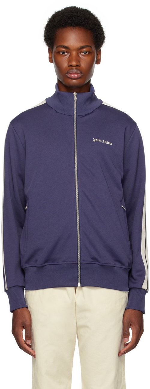 Palm Angels Classic Track Jacket | Size XXS - Navy Blue Whit - PMBD058F23FAB0014601