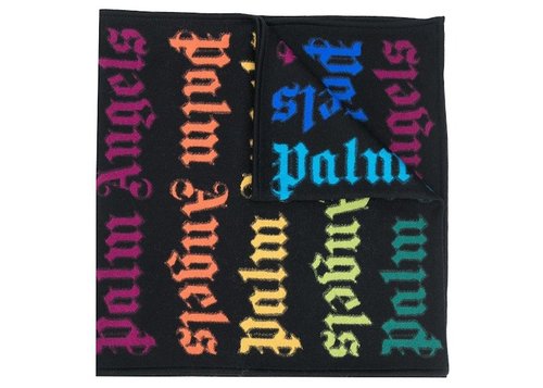 Palm Angels Rainbow Logo Scarf - Black - PMMA013E20KNI0011084
