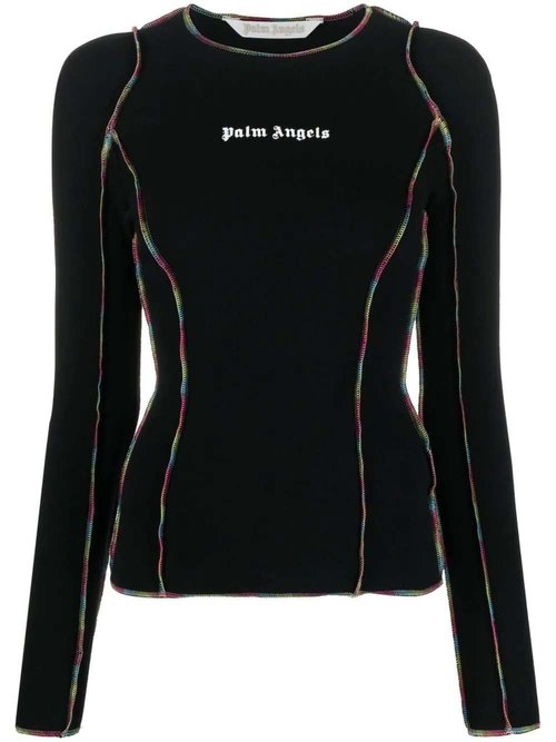 Palm Angels Rainbow Stitching Fit Tee Shirt - Black/White