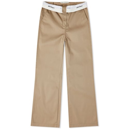 Palm Angels Reversed Waistband Trousers - Beige/White - PWCA105S23FAB0016101