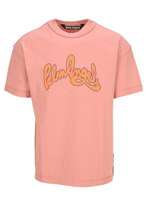 Palm Angels Seasonal Logo Insideout Tee - Pink Orange - PMAA001F21JER0193020