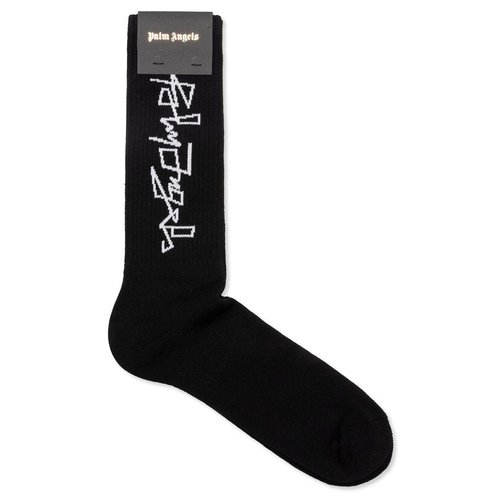 Palm Angels Side Desert Logo Socks - Black/White - PMRA001F20FAB0061001