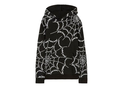 Palm Angels Spider Web Hoodie - Black/Off White - PMBB117F22FLE0071003