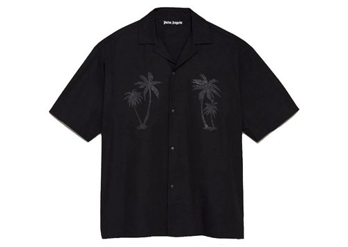 Palm Angels x Team Wang Palm Trees Bowling Shirt - Black