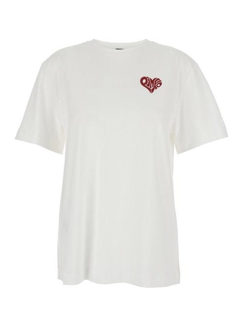 Pinko White Crewneck T-shirt With Logo Detail On The FrOnt And Maxi Print On The Rear In CottOn - 105526A33IZR2