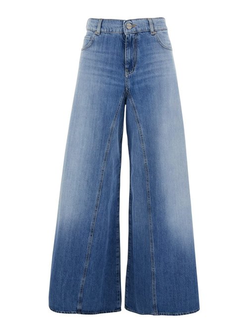 Pinko winOna Blue Jeans With Wide Leg And Love Birds Embroidery On The Rear In Denim - 106228A323PJO