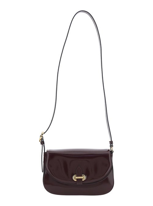 Pollini Bordeaux Crossbody Bag With Adjustable Shoulder Strap And Plaque On The FrOnt In Leather - PC4403PP0NQB155A