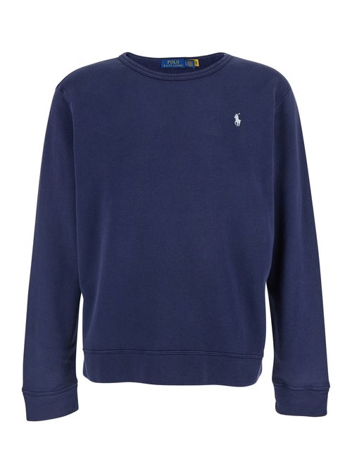 Polo Ralph Lauren Blue Crewneck Sweatshirt With Embroidered Logo On The FrOnt In CottOn Man - 710A12485002
