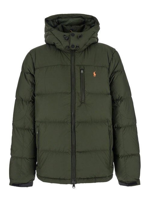 Polo Ralph Lauren Green Down Jacket With Fixed Hood And Embroidered POny Logo On Chest In Tech Fabric Man - 710968278002