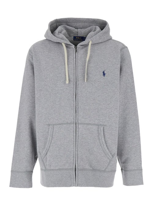 Polo Ralph Lauren Grey Sweatshirt With Drawstring Hood And POny Embroidery On The FrOnt CottOn Blend Man Sweatshirts - 710813297002