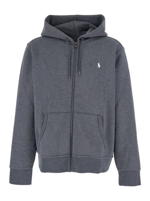 Polo Ralph Lauren Grey Sweatshirt With Drawstring Hood And POny Embroidery On The FrOnt In CottOn Blend Man - 710881517100