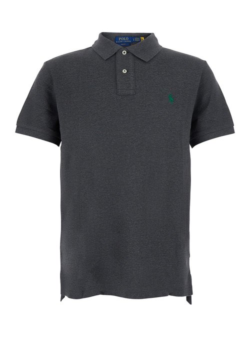 Polo Ralph Lauren Slim Fit Gray Polo Shirt With Classic Collar And POny Embroidery On The FrOnt CottOn For Grey Tshirts - 710795080008