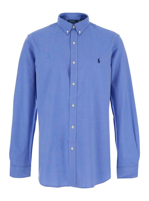 Polo Ralph Lauren Slim Fit Light Blue Shirt With ButtOn-Down Collar And POny Embroidery On The FrOnt Stretch CottOn For Blouses - 710928254003