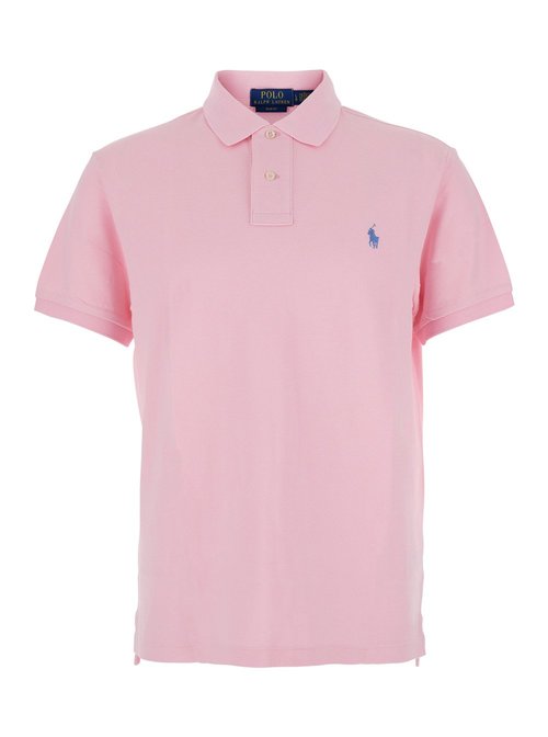 Polo Ralph Lauren Slim Fit Pink Polo Shirt With Classic Collar And POny Embroidery On The FrOnt CottOn For Tshirts - 710795080004