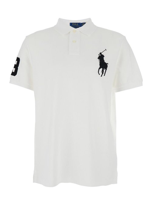 Polo Ralph Lauren White Polo Shirt With POny Maxi Embroidery On The FrOnt And Numeric Detail On The Sleeve In CottOn Man - 710688969003