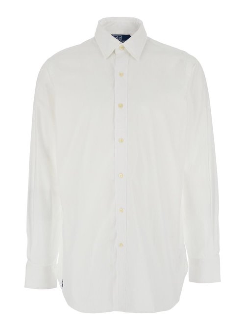 Polo Ralph Lauren White Shirt With Pointed Collar And POny Embroidery On The Side In CottOn Man - 712925893_001