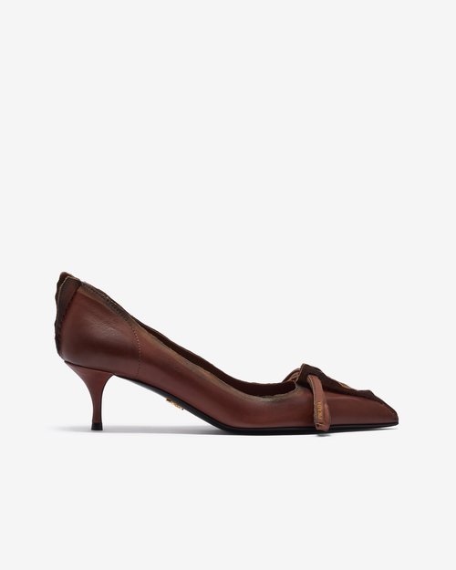 Prada Antiqued Leather Pumps - Cocoa Brown - 1I208O