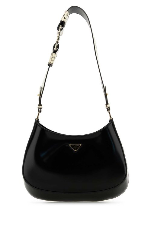 Prada Black Leather Cleo Shoulder Bag - Nero+Roccia1 - 1BC499_2C49_F03ZW