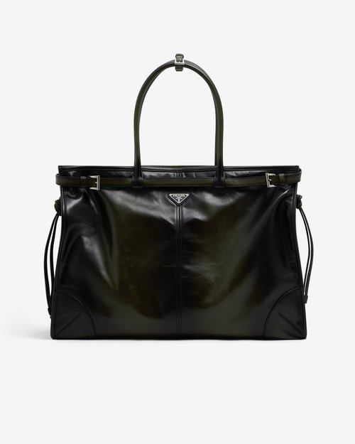 Prada Bonnie Leather Tote Bag - Black - 2VG128