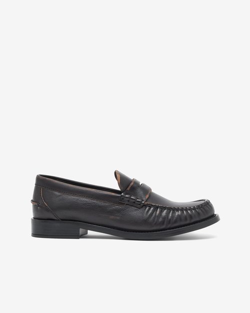 Prada Brushed Leather Loafers - Black - 1D199O