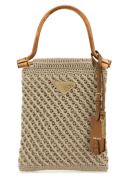 Prada Cappuccino Crochet Handbag - 1BA461_2HG7_F0065