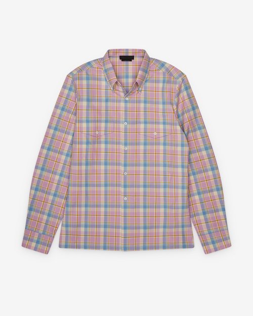 Prada Checked Button-Down Shirt - Alabaster - UCN617_171D_F0E18