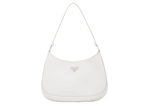 Prada Cleo Brushed Leather Shoulder Bag - White