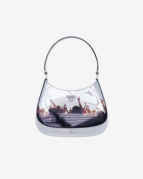 Prada Cleo Printed Shoulder Bag - Silver - 1BC499