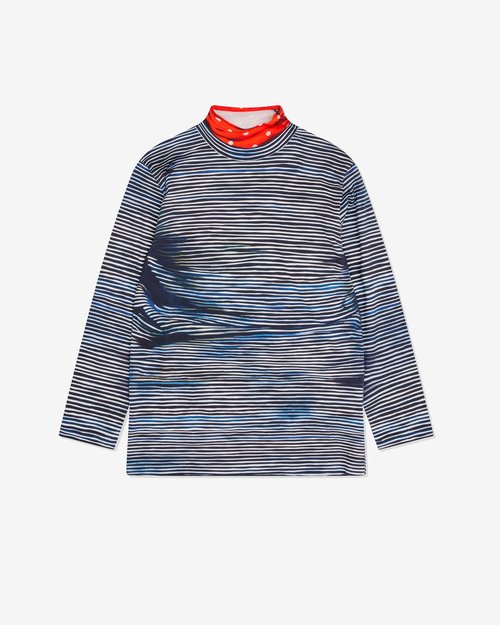 Prada Cotton Turtleneck Sweater - Blue/White - UJL11C