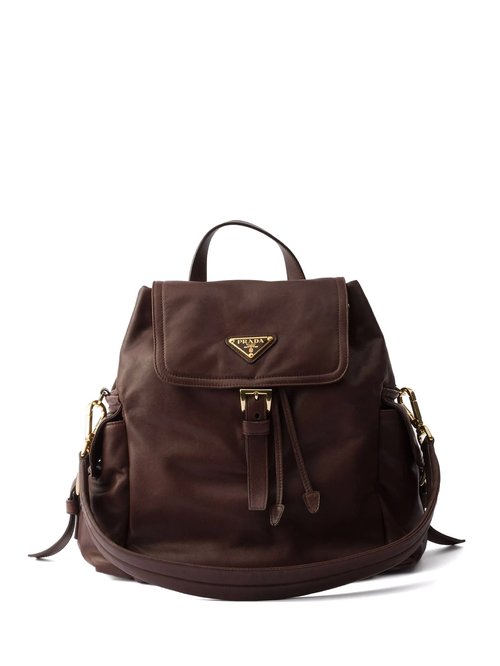 Prada Dark Brown Leather Backpack - 1BZ080_2DX8_F0038