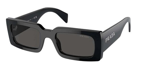 Prada Dark Rectangular Ladies Eyeglasses PR A07SF 1AB5S0 54 - Black/Grey - PRA07SF1AB5S054