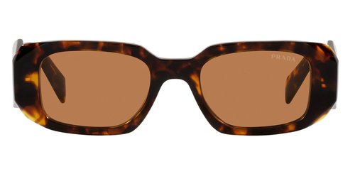 Prada Dark Rectangular Ladies Sunglasses PR 17WSF VAU2Z1 51 - Brown/Tortoise/Yellow - PR17WSFVAU2Z1518.0000X4.0000X4.0000