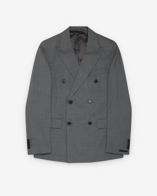 Prada Double-Breasted Wool Jacket - Grey - UGF409