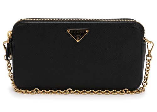 Prada DoubleZip Logo Shoulder Bag - Black