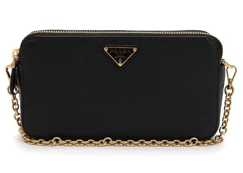 Prada Dual Zip Leather Bag - Black