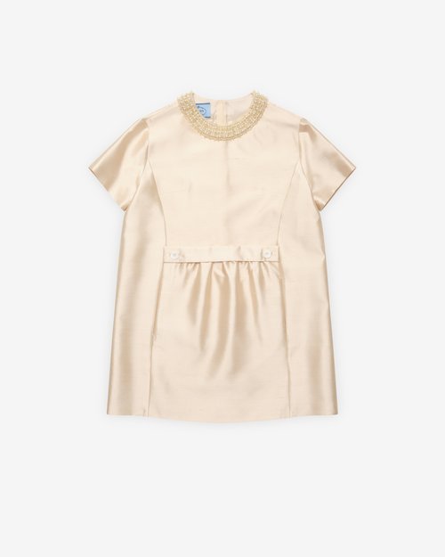 Prada Embroidered Double Shantung Dress - Sand Beige - P3S41R_19R0_F0036